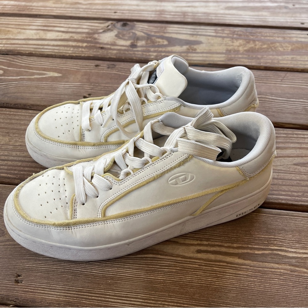 Diesel S-Sinna Low Cream Leather Sneakers Men’s Size 12 / EU 46